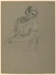 Studie van zittende vrouw voor "Het Republikeinse Hof" (Lady Washington
