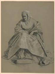 Studie van een Zittende Vrouw voor "Het Republikeinse Hof" (Lady Washington