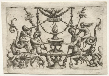 Ornament met sirene en triton