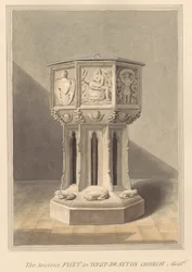 Oude doopvont in West Drayton Church, Middlesex