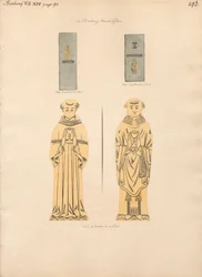 Koperen plaat voor twee niet-geïdentificeerde geestelijken, uit Barking Church