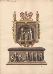 Gedenkteken voor Lord en Lady Latimer en Graf van de kinderen Ralph, Katherin, Ralph, Dorothye, Jane, Margaret en Anne uit East Ham Kerk