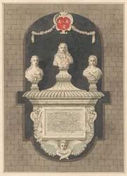 Gedenkteken voor Sir John Benett en zijn vrouwen Elizabeth en Bridget uit de Kerk van Harlington