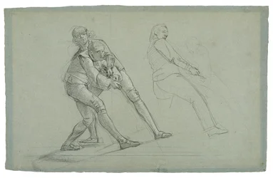 Studie voor Het Beleg van Gibraltar (Studie van figuren die aan een touw trekken), 1785-1786