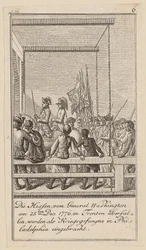 Blad 6 uit de reeks bij het essay „De geschiedenis van de revolutie van Noord-Amerika“, door M. C. Sprengel.