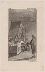 Clarisse op haar sterfbed in het hemelbed