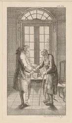 De heer v. G. schudt de oude man de hand