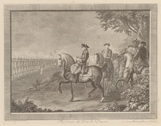 Koning Frederik II van Pruisen, wachtparade in Potsdam