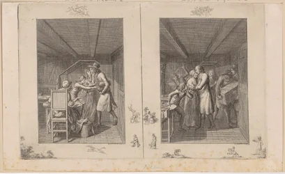 Ludwig onderhoudt het gezin nauwelijks met zijn werk [links]; De vader keert verrijkt met schatten terug naar zijn gezin [rechts]