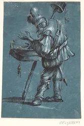 Miranda Bruce in Arcadische herderskleding bij een graf (Miss Bruce naast haar vriendin in Arcadische herderskleding)