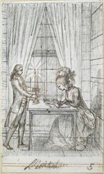 Bezigheden van dames. Plaat 5. Het schrijven