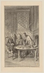 Sebaldus, de oude en jonge zuigeling aan tafel met een loterijbriefje