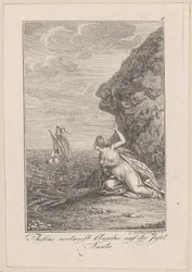 Theseus verlaat Ariadne op het eiland Naxos, plaat 4 bij Beckers "Theseus"