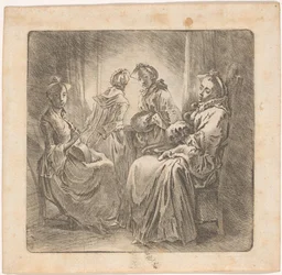 Vier dames bij het venster