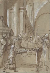Raymond Diocrès spreekt tijdens zijn begrafenis, uit het leven van de heilige Bruno van Keulen, 1628-29.