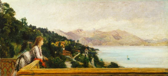Uitzicht op het Lago Maggiore vanaf de villa van Ada Troubetzkoy door Daniele Ranzoni