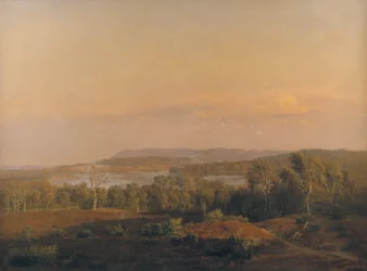Een uitzicht richting Himmelbjerget, Jutland. Avond