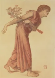 Studie voor de figuur van Liefde in Dantes droom op het moment van de dood van Beatrice, 1874