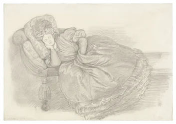Studie van Fanny Cornforth, slapend op een chaise longue