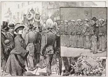 Begrafenis van admiraal Luigi Buglione di Monale (1821-1884), Rome, Italië