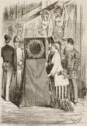 De krans voor Karel Albert tentoongesteld op de Capitolijnse heuvel, Rome, Italië, gravure door Dante Paolocci uit L