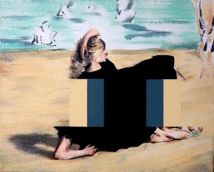 Op het strand (naar Manet), 2019 (acryl op doek)