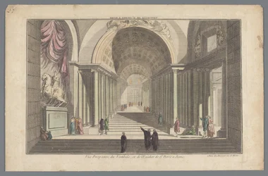 Gezicht op de vestibule en de trap van de St. Pieter te Rome