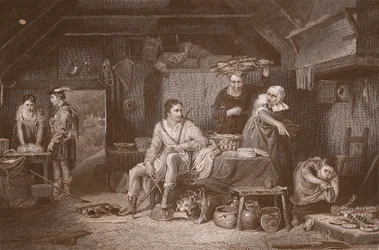 Alfred in de hut van de herder, gegraveerd door A.H. Payne