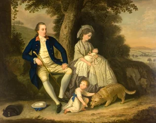 Portret van Charles Watson, Esq, en zijn vrouw, Lady Mary, met hun twee kinderen, James en Anne, in een landschap