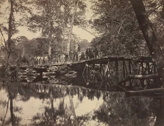 Militaire brug over de Chickahominy, Virginia, 1862
