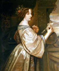 Portret van koningin Christina van Zweden (1626-1689). Schilderij door David Beck, bewaard in Gripsholm Castle
