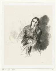 Studie van een peinzende vrouw