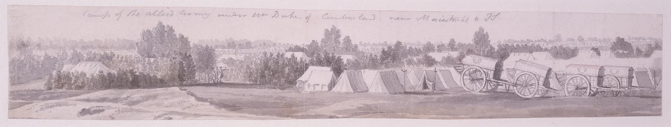 Landschap met figuren en een wagen