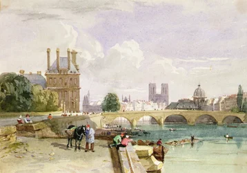 Uitzicht op het Pavillon de Flore en de Tuilerieën vanaf de Seine, Notre Dame, Parijs