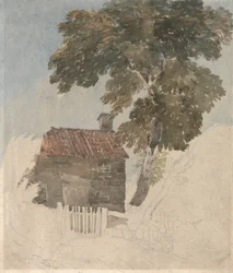 Huisje en bomen
