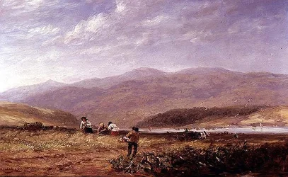 Hooimakers in een Welsh landschap