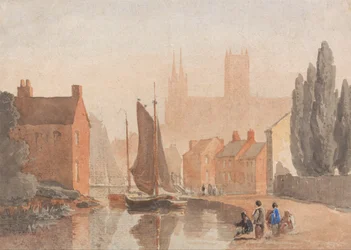 Kathedraal van Lincoln vanaf Brayford Pool