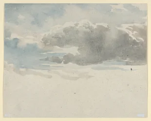 Wolkenstudie (recto). Studie van een vlierstruik bij een hek (verso)