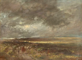 Heidelandschap: herder en schapen, ca. 1810.