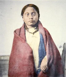 Crow Foot (overleden 1890) (gekleurde foto)