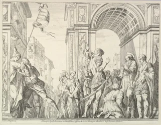 Sint Jacob geneest een blinde man, uit Het verhaal van de heiligen Jacobus en Christoffel in de Erem...