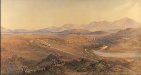 Een stoomtrein op de Ottomaanse spoorweg, 1859