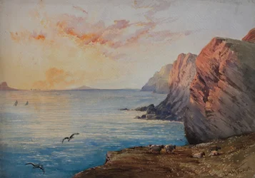 Dorset Kust bij Zonsondergang