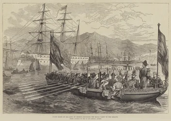 Staatsbark van de Koning van Griekenland die het Koninklijk Gevolg naar de Serapis Brengt