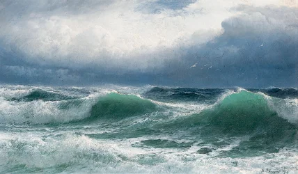 Stormachtige zee met doorschijnende branding, 1894