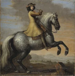 Karel XI, koning van Zweden, te paard, 1672