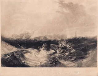 Grace Darling en haar vader redden de negen overlevenden van de Forfarshire