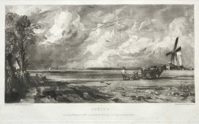 Verschillende Onderwerpen van Landschap, Kenmerkend voor Engels Landschap uit Schilderijen van John Constable, R.A.: Lente. Een Molen op een Gemeente. Hagelbuien. East Bergholt, Suffolk