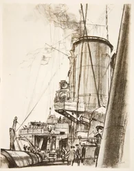 Op een slagschip: het achterdek, illustratie uit 