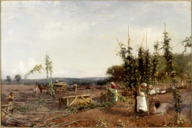 Middagpauze in de Hopvelden, 1889